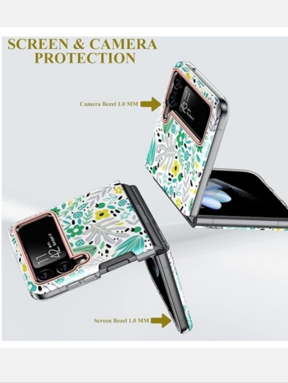 ☀️ NEW Samsung Galaxy Z Flip4 Floral/Rose Gold Case/Cover 6.7 inch - Picture 2 of 7